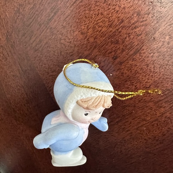 2 Vintage Snow Babies Christmas Ornaments Blue Ice Skating Horse Snow Baby - Picture 2 of 8